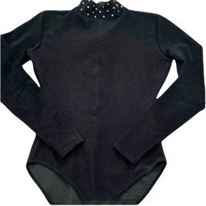 Vintage 80’s The Icing Black And Gold Studs Turtleneck Bodysuit